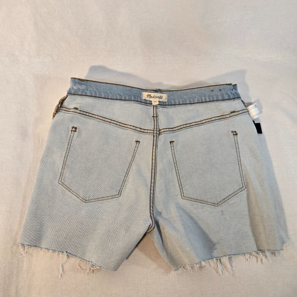 MADEWELL Festival Stretchy Distressed Hi-Rise Raw Hem Short Size 28 New NO Tags! - Picture 7 of 16